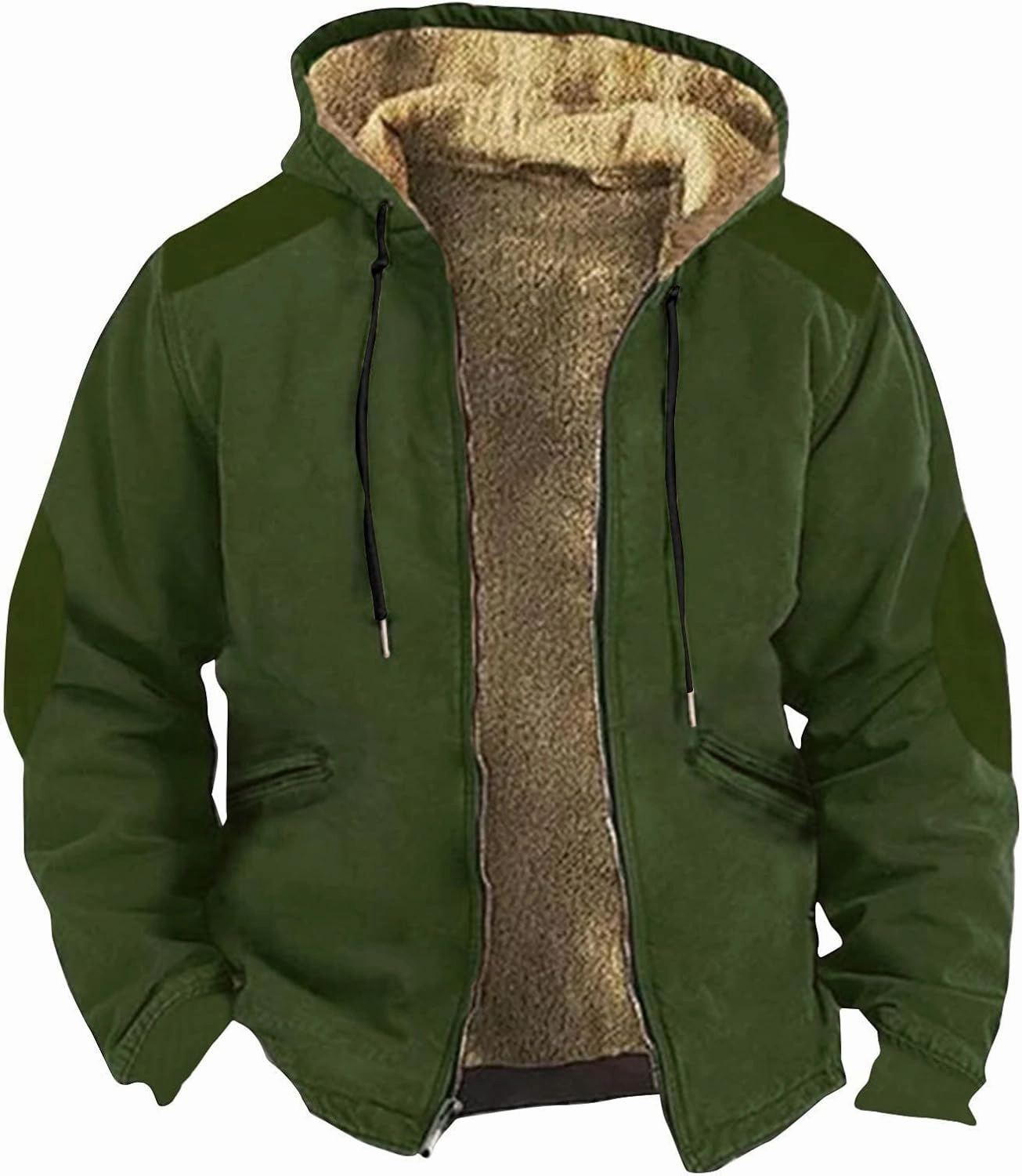 Mens Vintage Fleece Jacket Sherpa Lined Winter Coats Parka Warm Cozy Outerwear Windbreaker Casual Hoodies Plus Size