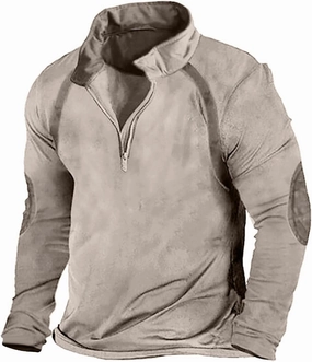 Mens Washed Tactical Rugged Sweatshirts Quarter Zip Cargo Pullover Distressed Long Sleeve Running Winter Jackets