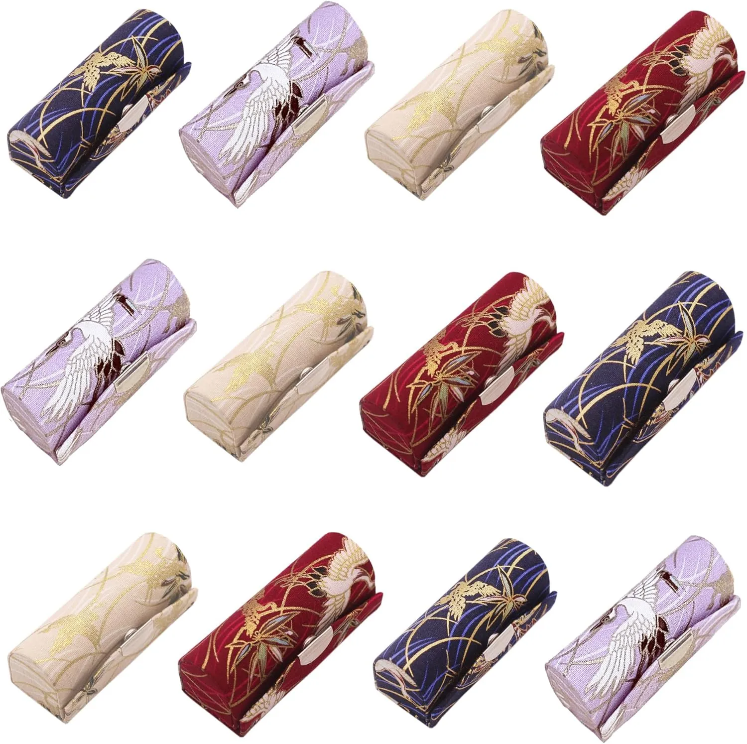 MIAO JIN 12PCS Lipstick case with mirror Lipstick Storage box Mini portable Red-crowned crane jewelry cosmetic case