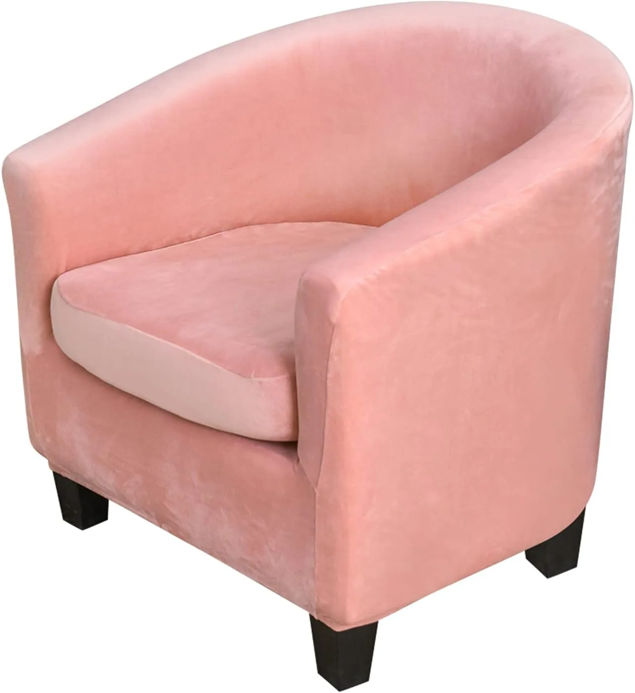 MIFXIN 2 Piece Velvet Tub Chair Covers with Cushion Cover Stretch Soft Removable Tub Chair Slipcovers Armchair Sofa Couch Furniture Protector Cover for Living Room Club Hotel (Pink)