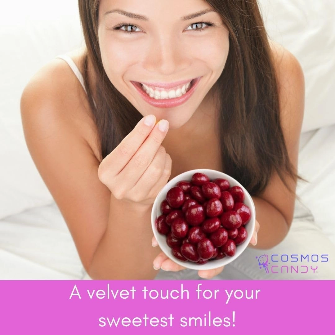 Milk Chocolate Red Velvet Dried Cherries packaged by Cosmos Candy (2 Pound)