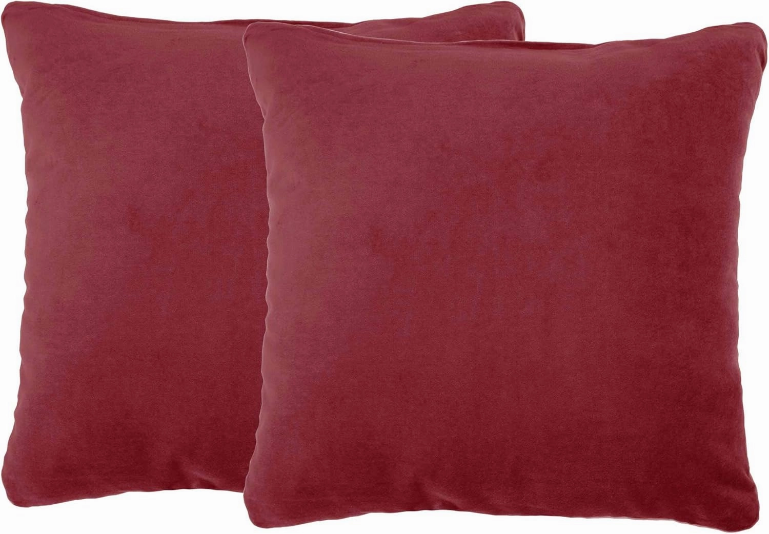 Mina Victory SS999 Pack of 2 Life Styles Velvet Red Throw Pillow Cover Set 16" x 16", 2 Pieces, 16"x16"