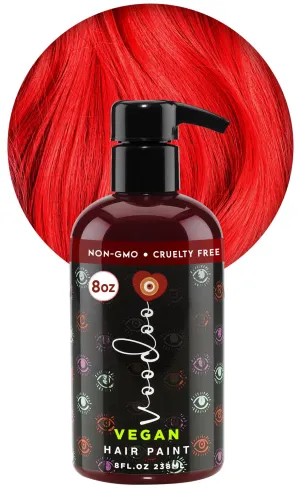 MOEHAIR Semi-Permanent Hair Color | Temporary Red Hair Dye 8 Oz | No Ammonia, Sulfate or Paraben | Intermixable & Vegan | Voodoo Fire Engine Bright Red Hair Color | Drip-Free Formula | Easy to Use
