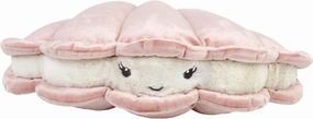 MON AMI Pink Pearl Oyster Plush – 14x12”, Seashell Shaped Toy, Ocean Stuffed Toy
