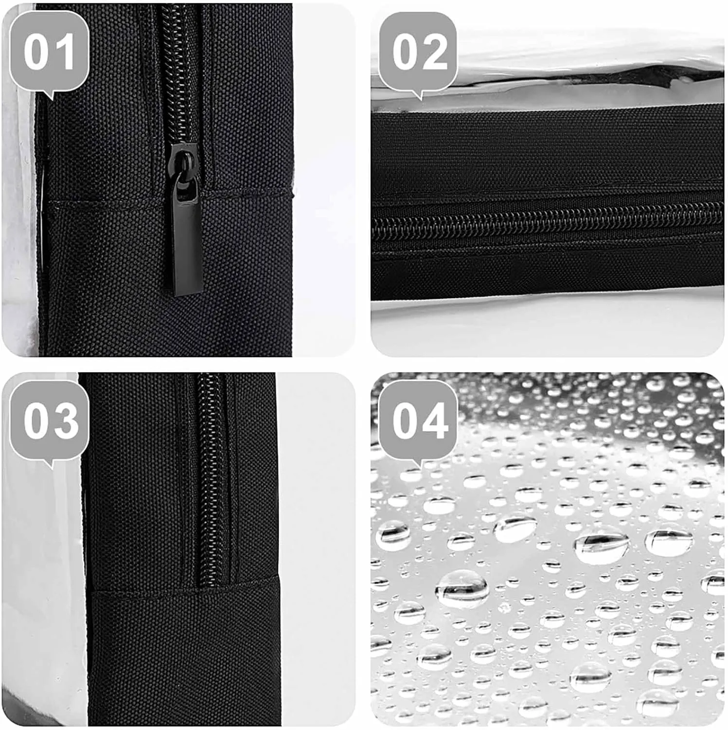 Moody Crimson Agate Dark Blood Red Jewel Tone Transparent Storage Bag, 5-piece Makeup Bag Set White-style
