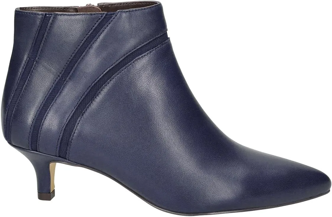 MOOMMO Women Low Kitten Heel Suede Ankle Boots Bow Pointed Closed Toe Zipper Chelsea Boots 2" Heels Buckle Strap Faux Suede Boot Zip Up Short Dress Booties Fall Office Wedding Comfy Cute 4-11 M US