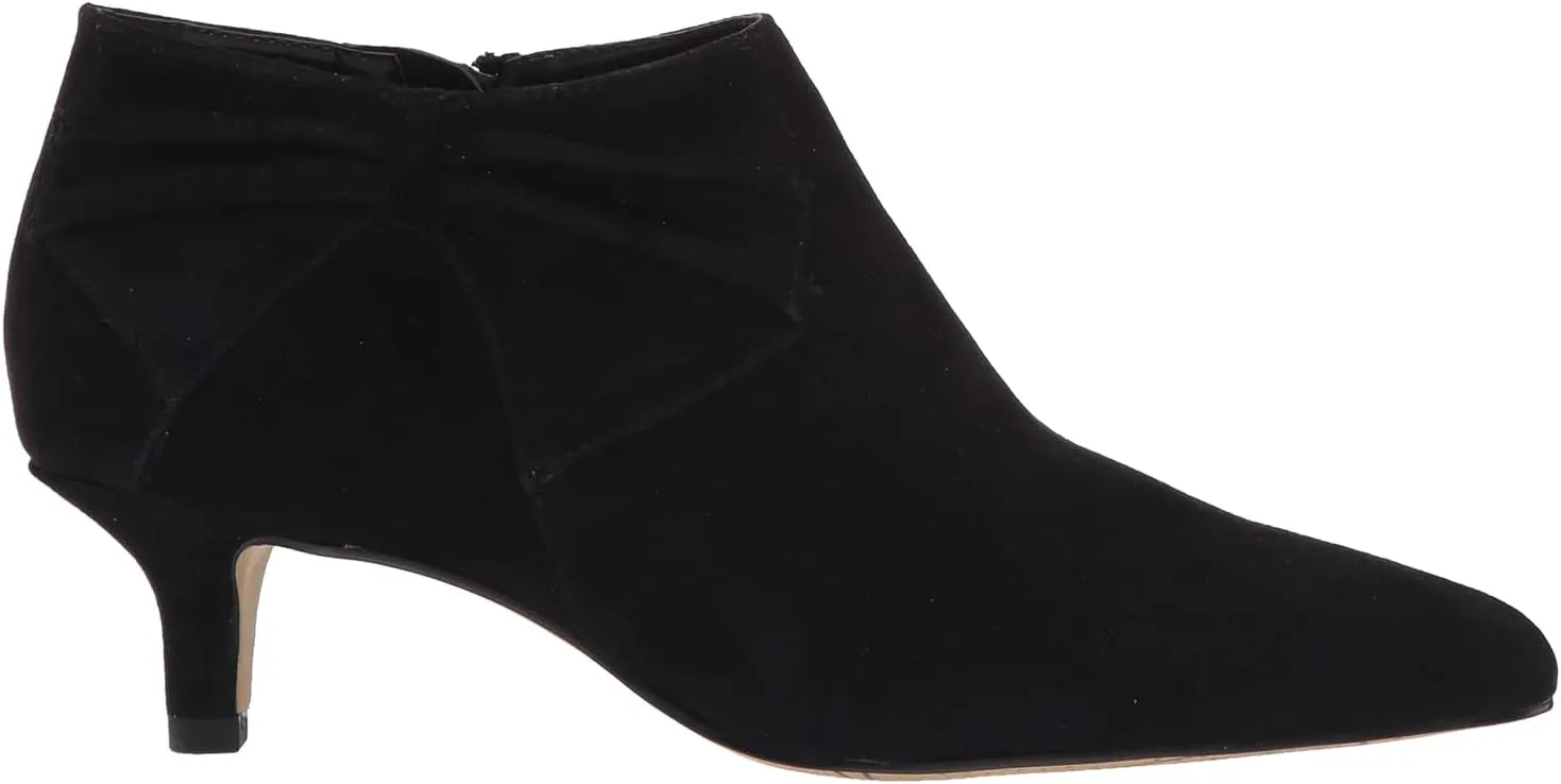 MOOMMO Women Low Kitten Heel Suede Ankle Boots Bow Pointed Closed Toe Zipper Chelsea Boots 2" Heels Buckle Strap Faux Suede Boot Zip Up Short Dress Booties Fall Office Wedding Comfy Cute 4-11 M US