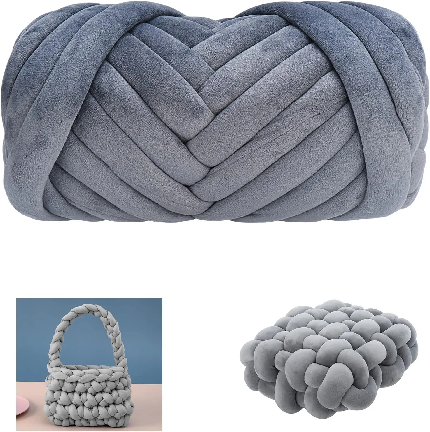 Moon Waves Chunky Yarn for Arm Knitting Crochet Making Blanket Pets House(Dark Grey)
