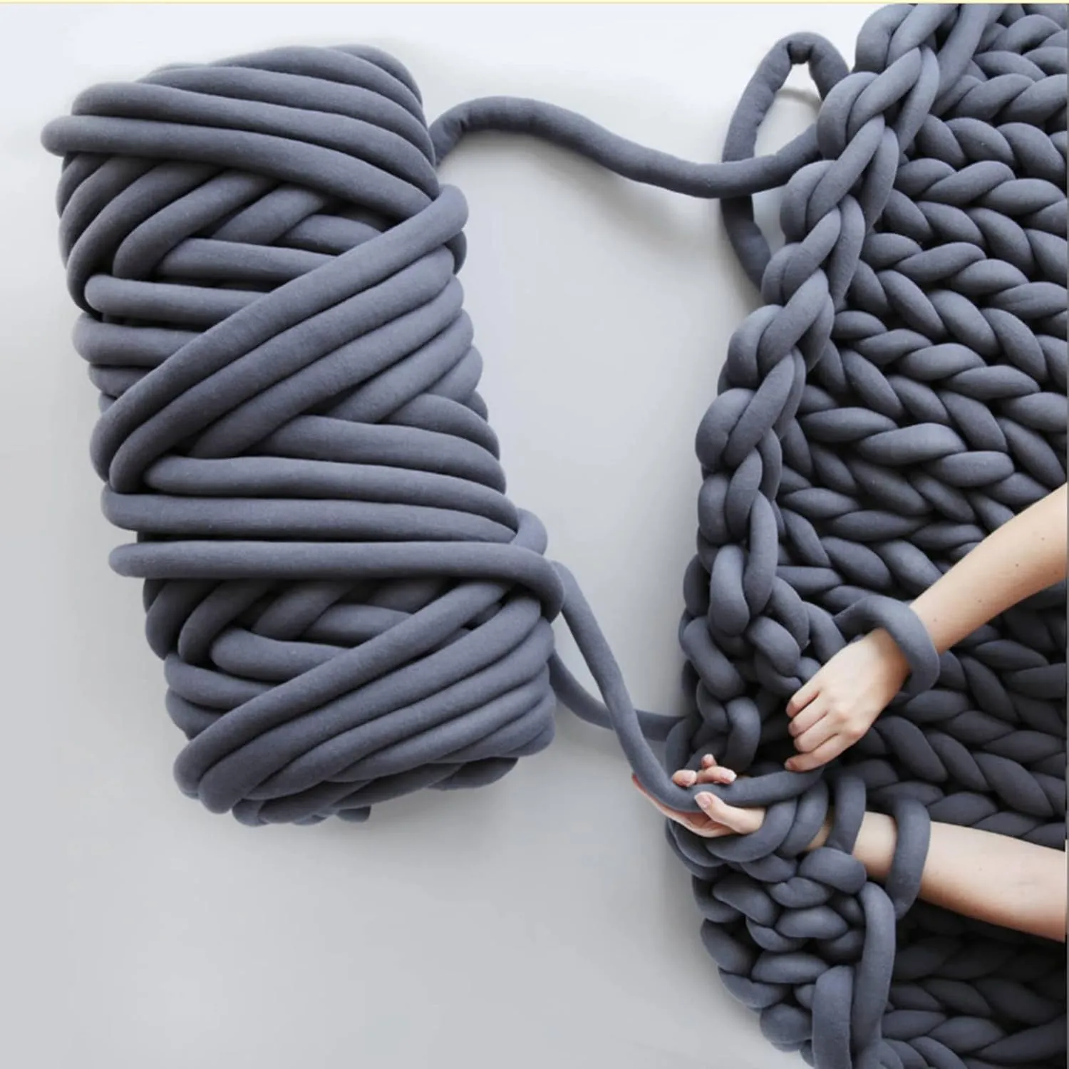 Moon Waves Chunky Yarn for Arm Knitting Crochet Making Blanket Pets House(Dark Grey)