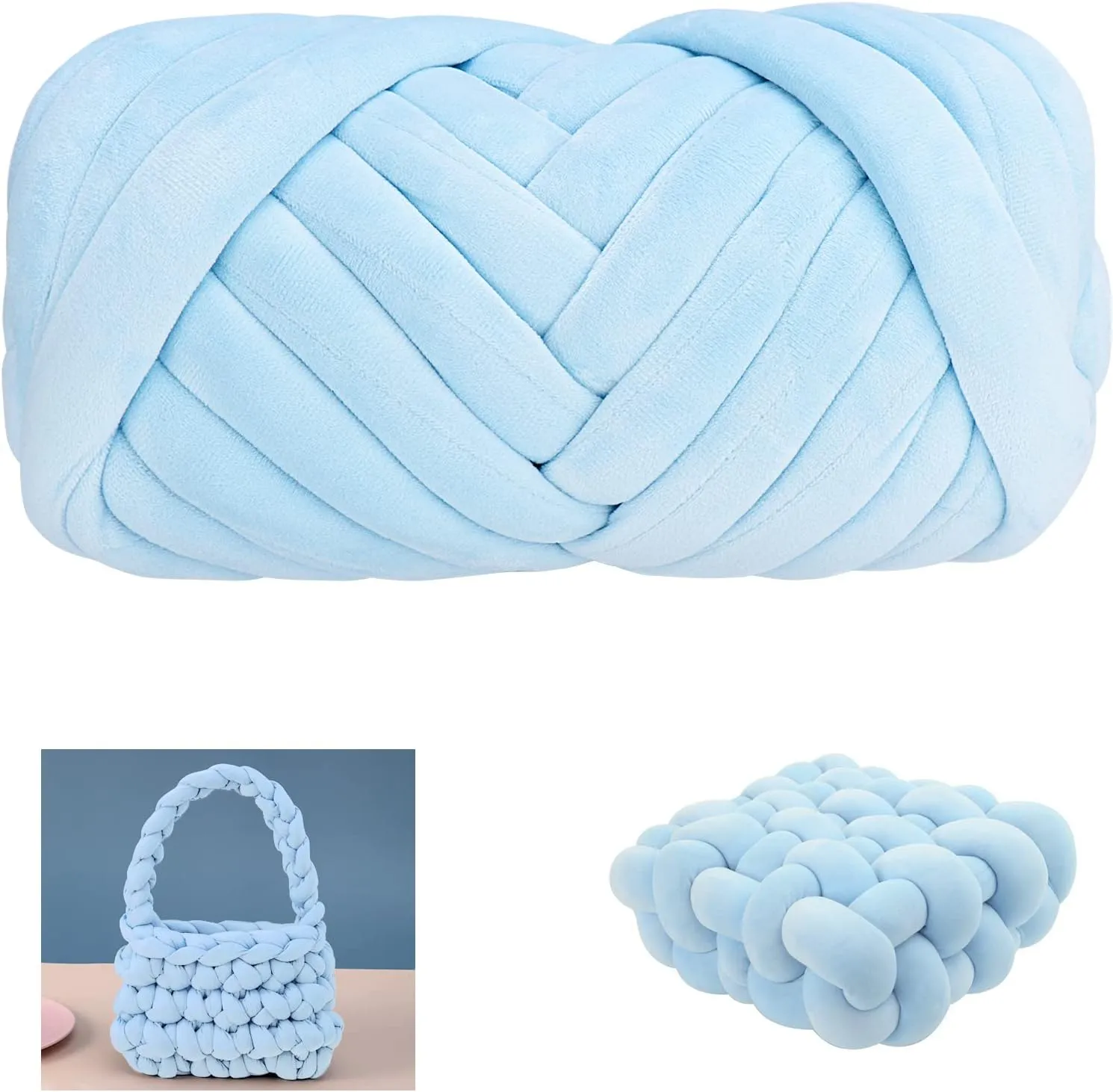 Moon Waves Chunky Yarn for Arm Knitting Crochet Making Blanket Pets House(Light Blue)
