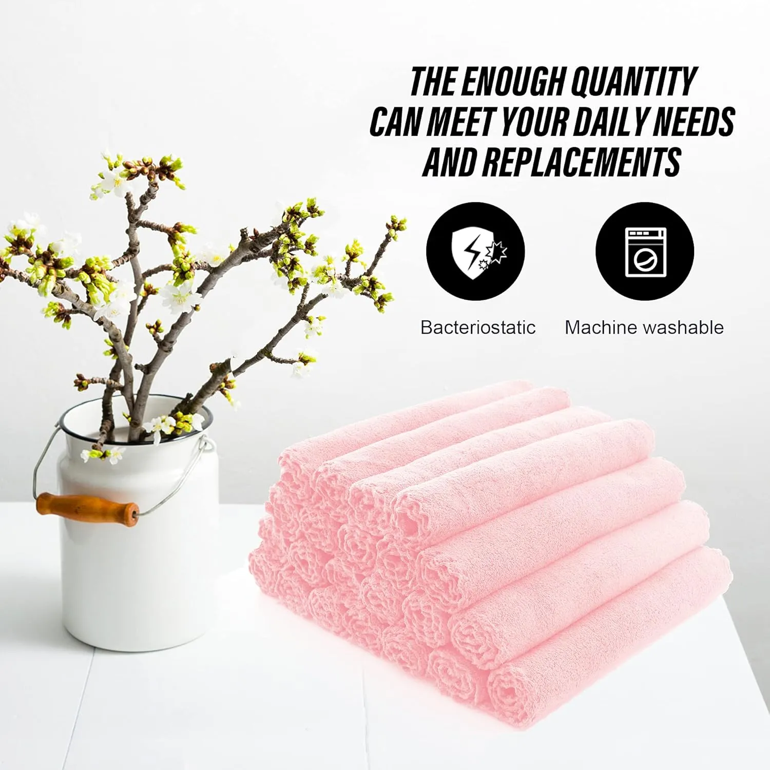 MOONQUEEN Ultra Soft Premium Washcloths Set - 12 x 12 inches - 24 Pack - Quick Drying - Highly Absorbent Coral Velvet Bathroom Wash Clothes - Use as Bath, Spa, Facial, Fingertip Towel (Pink)