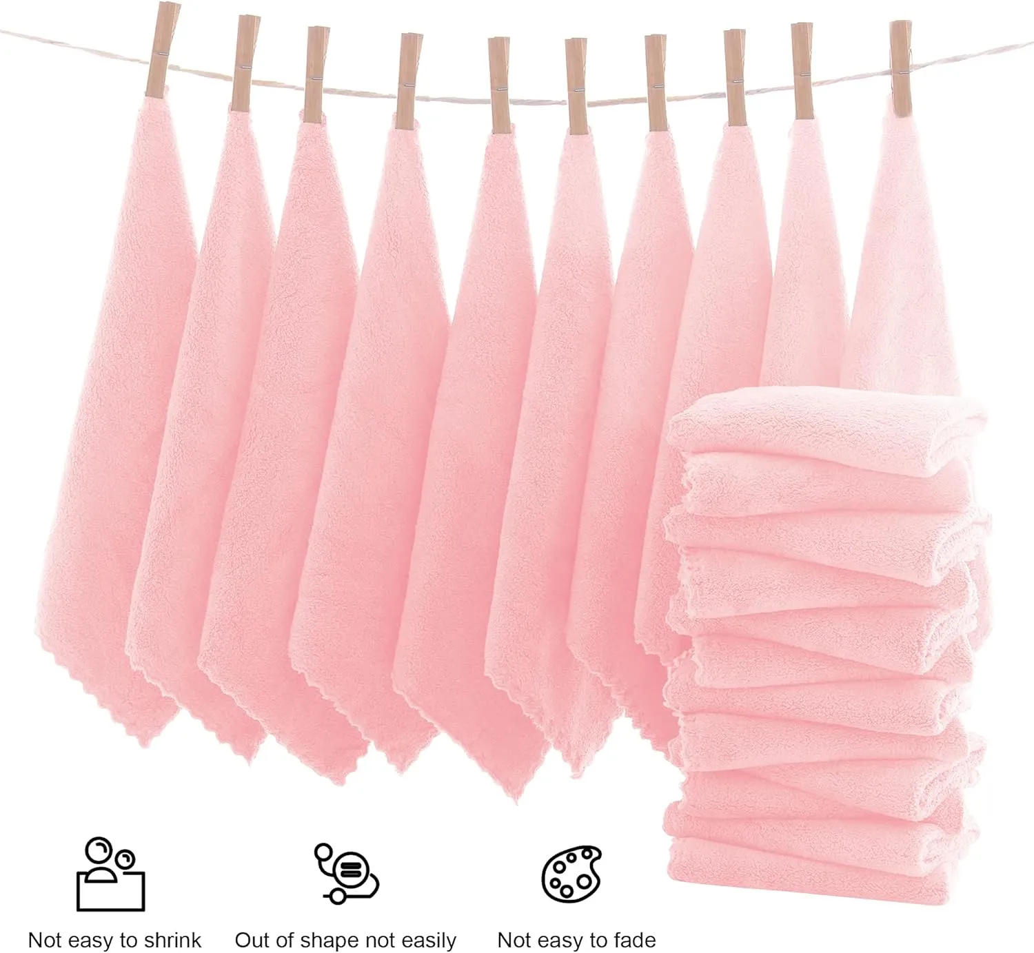MOONQUEEN Ultra Soft Premium Washcloths Set - 12 x 12 inches - 24 Pack - Quick Drying - Highly Absorbent Coral Velvet Bathroom Wash Clothes - Use as Bath, Spa, Facial, Fingertip Towel (Pink)