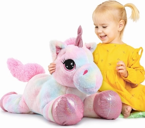 Muiteiur 31.6 Inch Unicorn Stuffed Animal, Large Stuffed Unicorn for Girls, Soft Plush Pillow Gifts for Girls Boys Kids, Pink