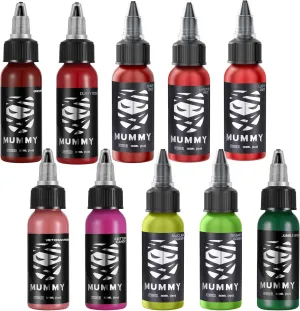 Mummy 10pcs USA Custom Tattoo Ink Rose Set Includes: (Lipstick red,Light red,Dark red,Graffiti Green,Nuclear Green,Dusty Rose,Cotton Candy,Brown,Victorian Rose,Jungle Green)