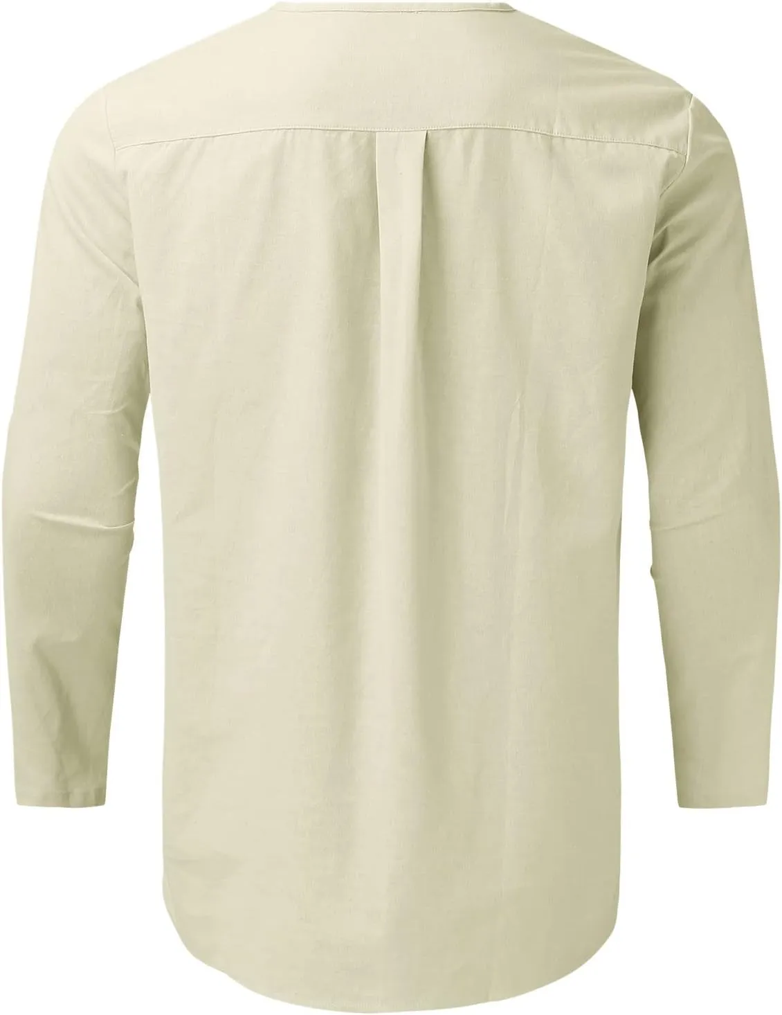 Muscularfit Men's 2 Pieces Cotton Linen Set Long Sleeve V-Neck Shirts Casual Beach Pant With Pockets Running Sports Tracksuit