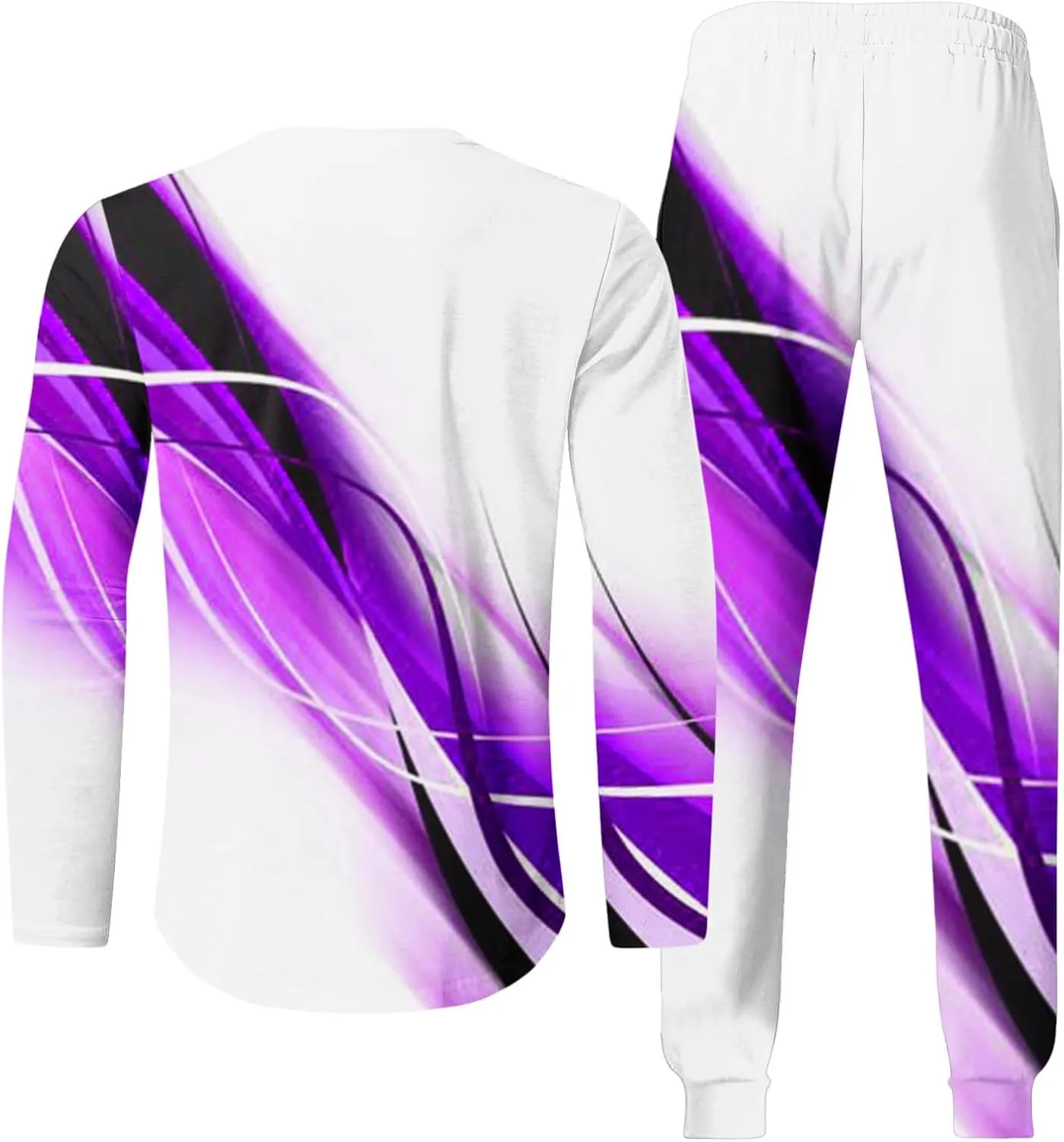Muscularfit Men's Casual Active Tracksuits Sports Line Print Pullover Crewneck Sweatshirts Athletic Jogging 2 Piece Outfits