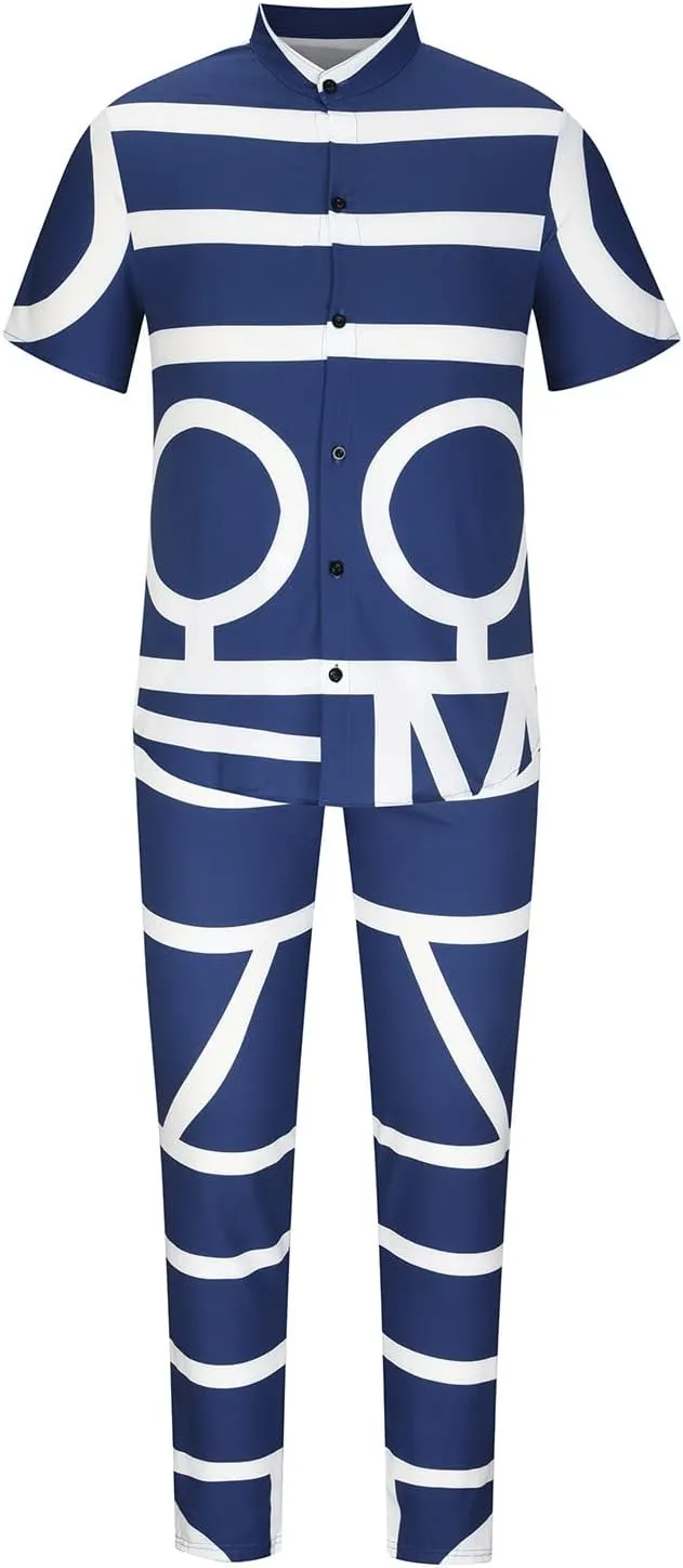 Muscularfit Men's Short Sets Outfits 2 Piece Summer Tracksuit Short Sleeve Print Shirts and Pant Set Running Sweatsuit Set