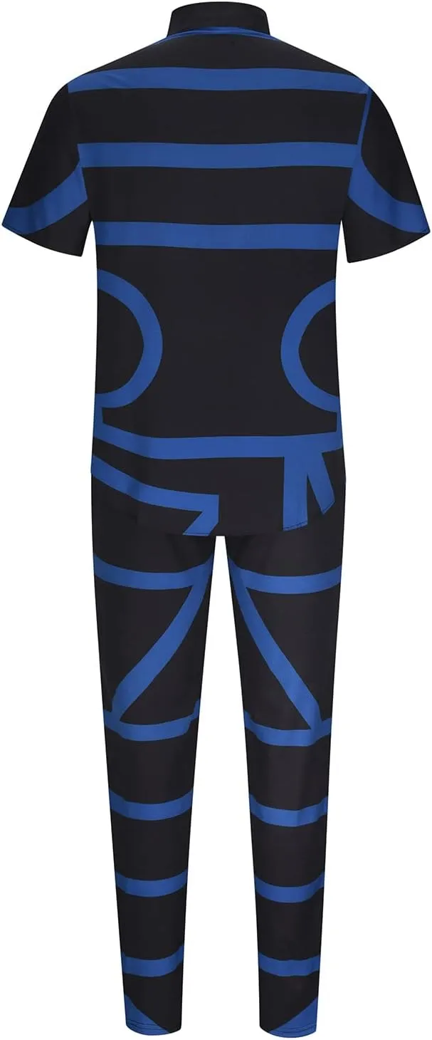 Muscularfit Men's Short Sets Outfits 2 Piece Summer Tracksuit Short Sleeve Print Shirts and Pant Set Running Sweatsuit Set