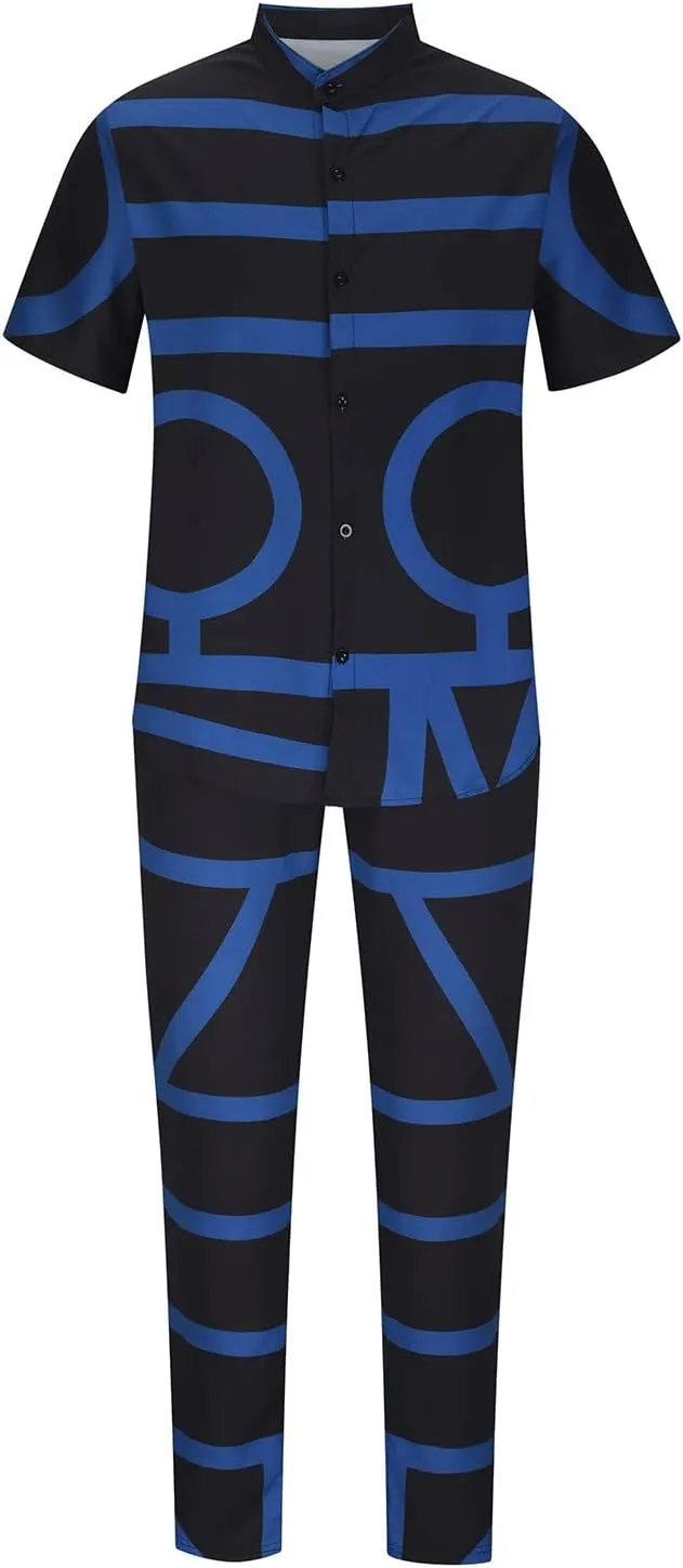 Muscularfit Men's Short Sets Outfits 2 Piece Summer Tracksuit Short Sleeve Print Shirts and Pant Set Running Sweatsuit Set