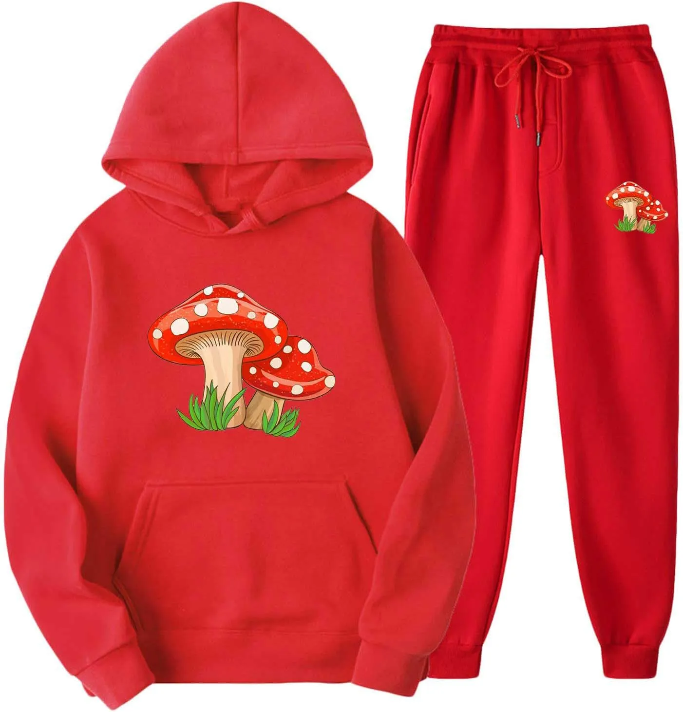 Muscularfit Unisex Sweatsuit for Men Women 2023 Fall Fashion Print Pullover Hooded Sweatshirt Jogger Gym Pant 2 Piece Outfits
