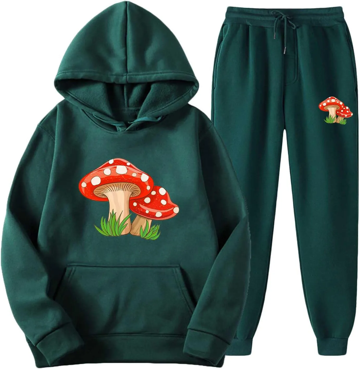 Muscularfit Unisex Sweatsuit for Men Women 2023 Fall Fashion Print Pullover Hooded Sweatshirt Jogger Gym Pant 2 Piece Outfits