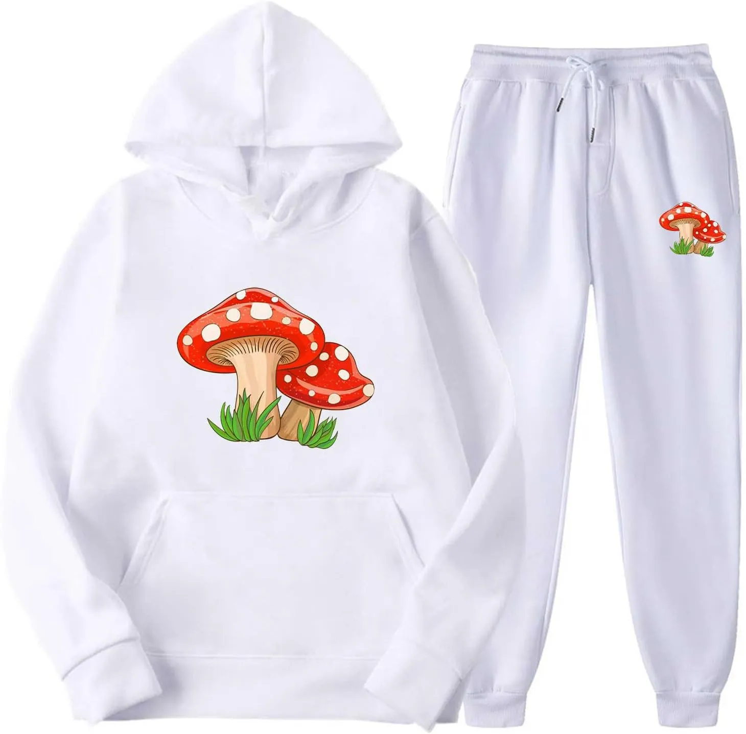 Muscularfit Unisex Sweatsuit for Men Women 2023 Fall Fashion Print Pullover Hooded Sweatshirt Jogger Gym Pant 2 Piece Outfits