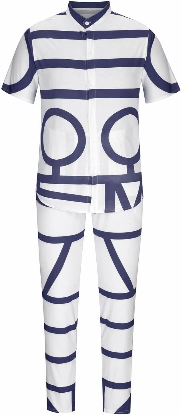 Muscularfit Men's Short Sets Outfits 2 Piece Summer Tracksuit Short Sleeve Print Shirts and Pant Set Running Sweatsuit Set