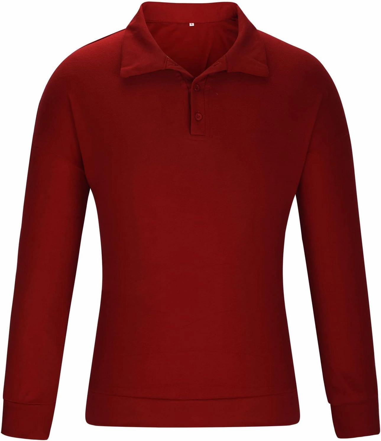 Muscularfit Mens Shirts Casual Long Sleeve Solid Button Down T-Shirts Lightweight Collar Polo Shirt Loose Pullover Henley Tee