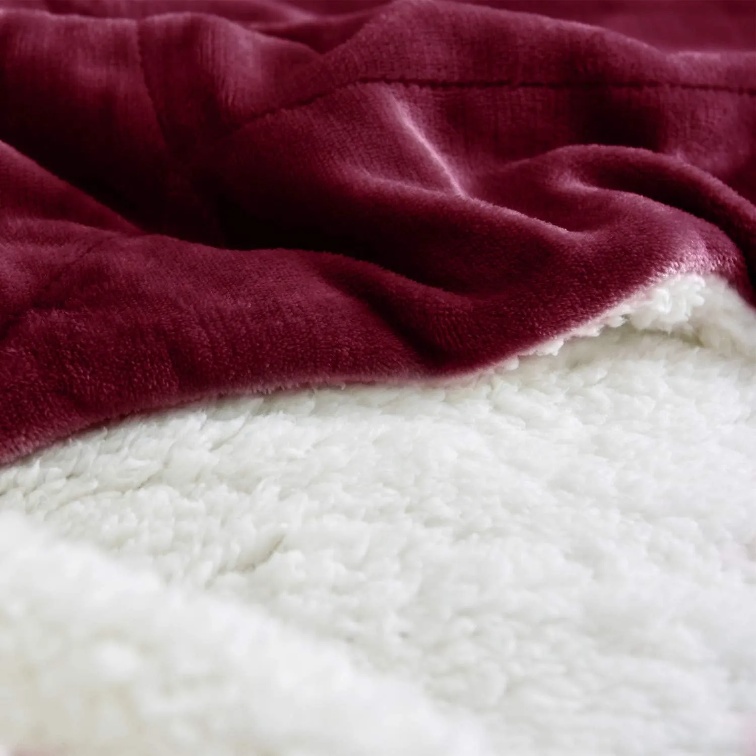 NANPIPER Sherpa Blanket Warm Blankets Super Soft Fuzzy Flannel Fleece/Wool Like Reversible Velvet Plush Couch Blanket Lightweight(Wine Red Throw Size 50"x60")