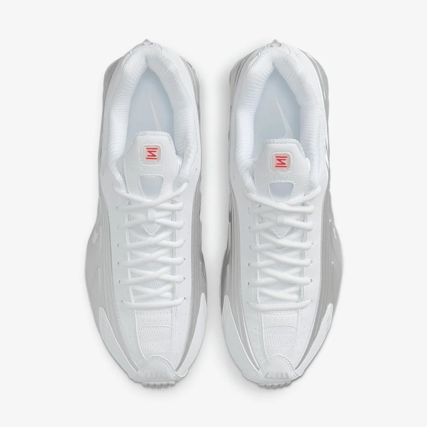 Nike Shox R4 Men's Shoes (HQ1988-101, White/White/Bright Crimson/Metallic Silver)