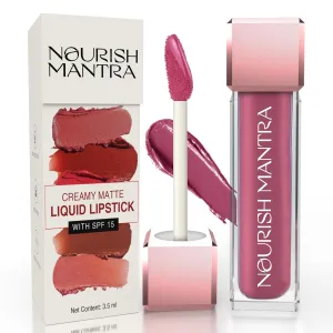 NOURISH MANTRA Berry Dhamaka Lipstick (3.5ml)/ Creamy Matte Liquid Lipstick with SPF/Water Proof/Smudge Proof/Transfer Proof/Long Lasting/Suits All Skin Tones