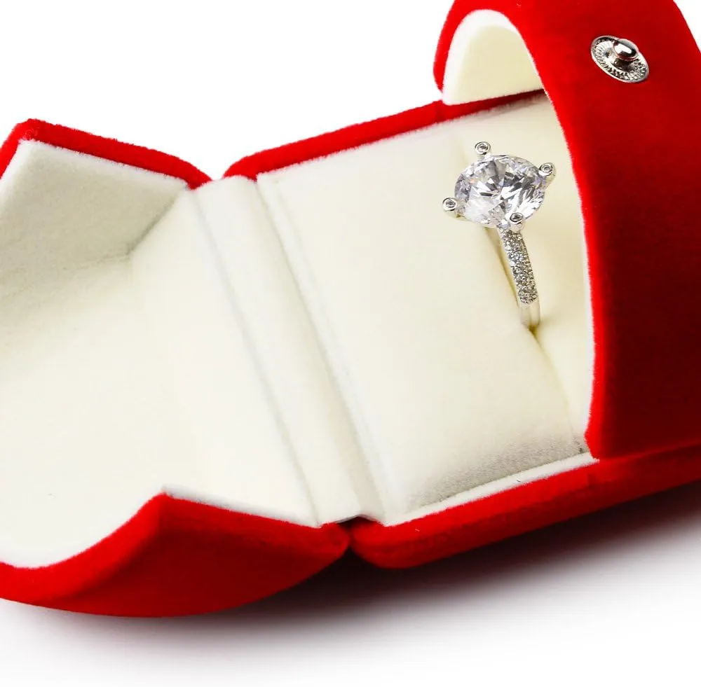 Oirlv Red Velvet Ring Box for Proposal/Engagement/Wedding Premium Jewelry Gift Box