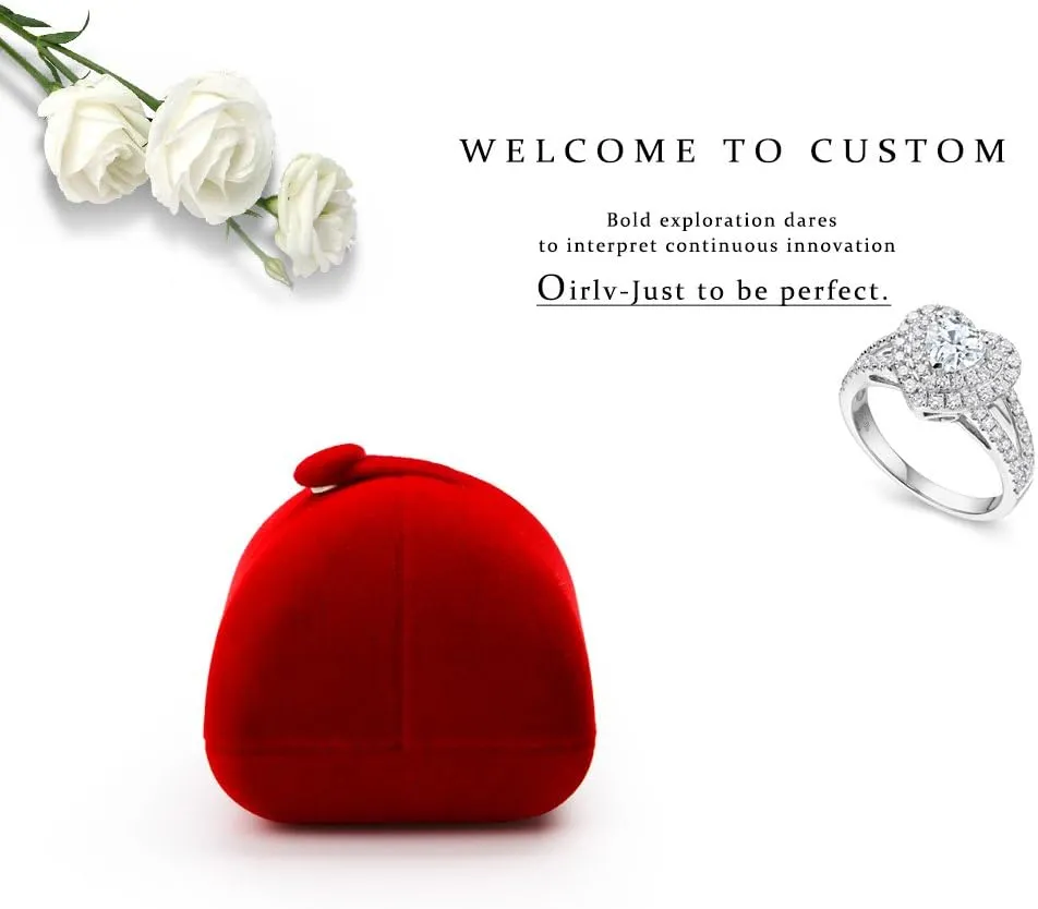 Oirlv Red Velvet Ring Box for Proposal/Engagement/Wedding Premium Jewelry Gift Box