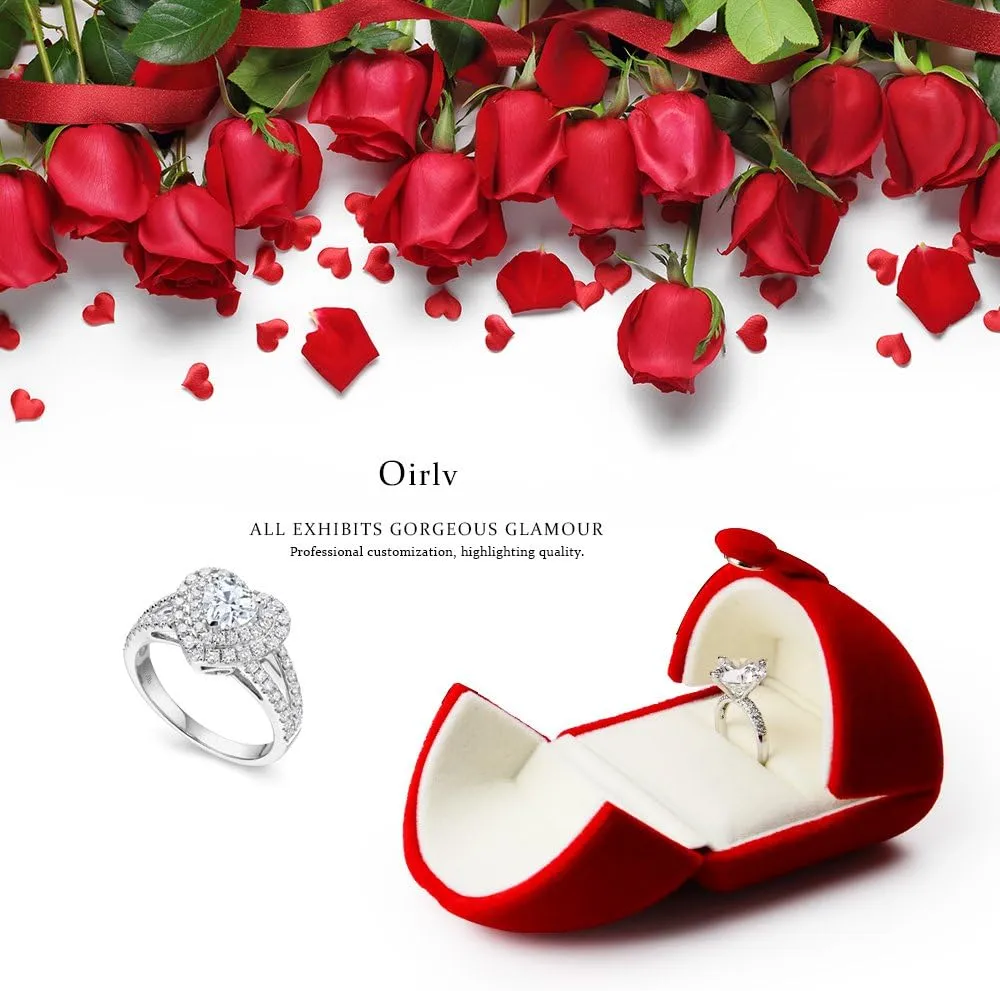 Oirlv Red Velvet Ring Box for Proposal/Engagement/Wedding Premium Jewelry Gift Box