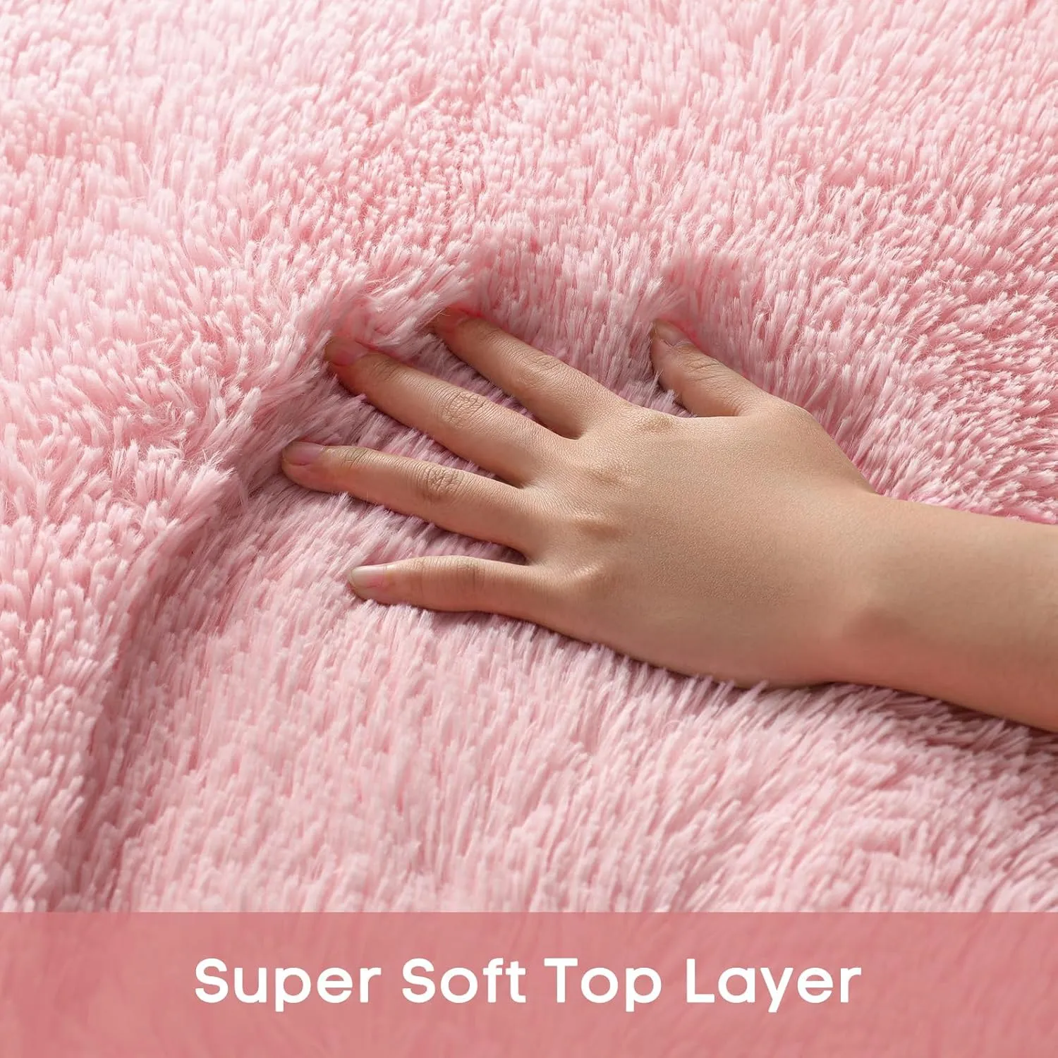 Ophanie Upgrade 3x5 Rugs for Bedroom, Pink, Fluffy Shaggy Soft Area Rug, Gray Non-Slip Indoor Floor Carpet for Living Room, Kids Baby Boys Teen Dorm Home Decor Aesthetic, Nursery, Rug