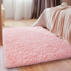 Ophanie Upgrade 3x5 Rugs for Bedroom, Pink, Fluffy Shaggy Soft Area Rug, Gray Non-Slip Indoor Floor Carpet for Living Room, Kids Baby Boys Teen Dorm Home Decor Aesthetic, Nursery, Rug