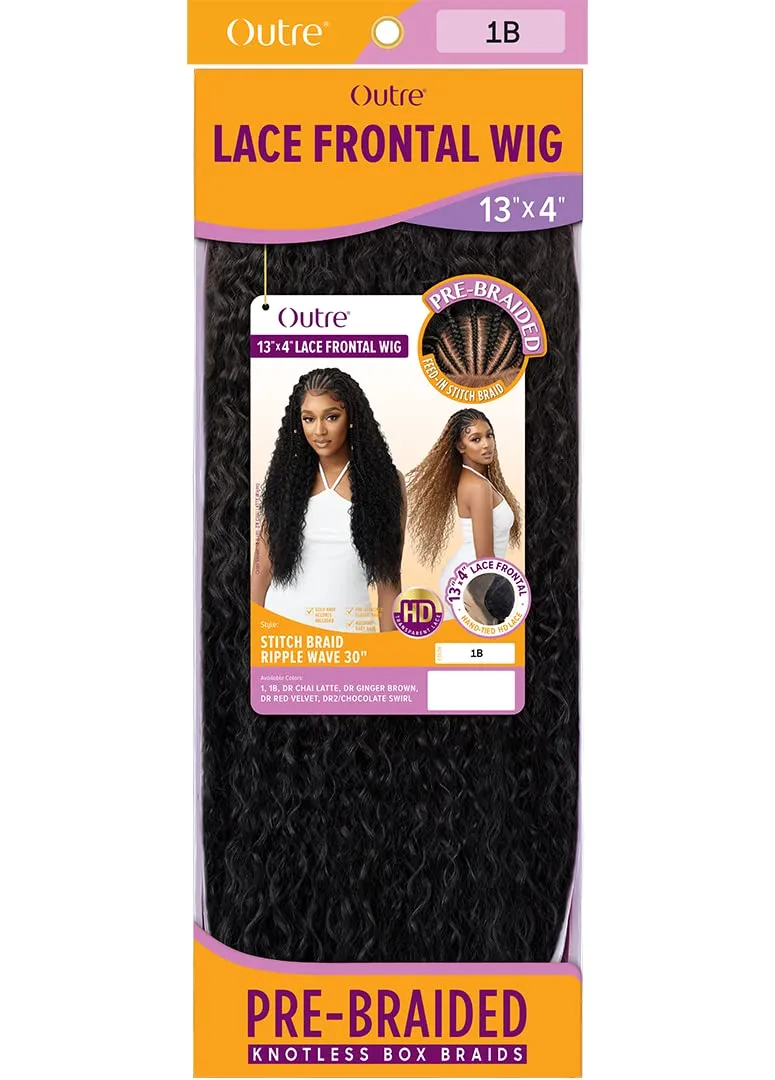 Outre 13x4 Hand Tied Lace Frontal Wig - STITCH BRAID RIPPLE WAVE 30" (DR Red Velvet)