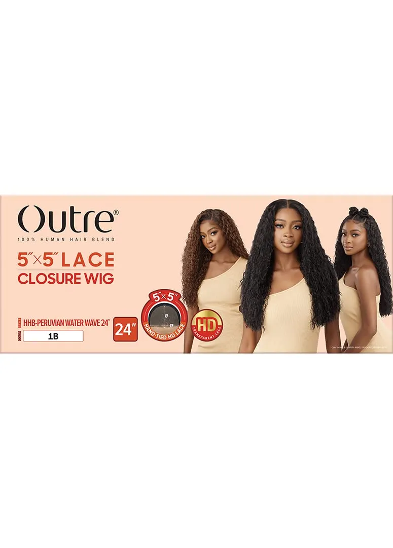 Outre - 5x5 Lace Closure Wig - Human Hair Blend - Peruvian Water Wave 24" (DRFF RED VELVET)