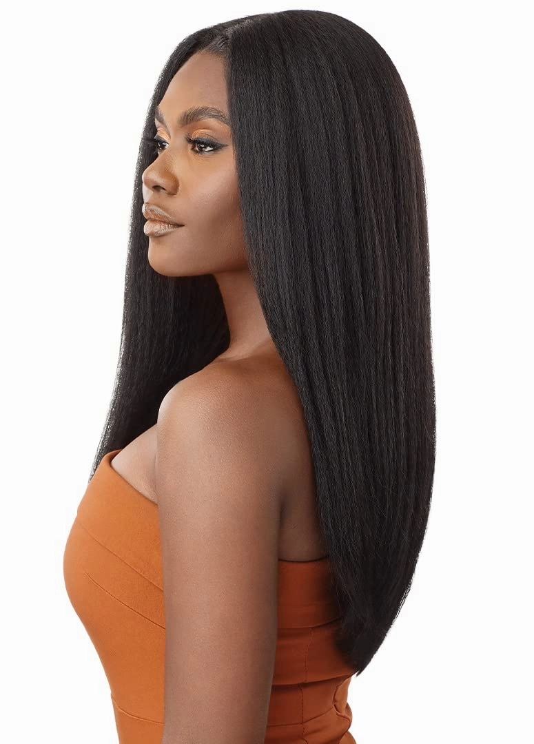 Outre - 5X5 Lace Closure Wig - Human Hair Blend - Kinky Straight 24" (DRFF RED VELVET)
