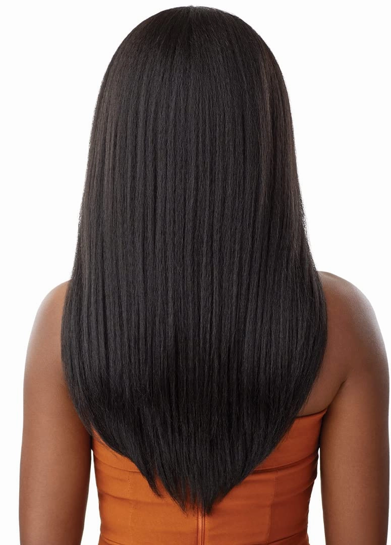 Outre - 5X5 Lace Closure Wig - Human Hair Blend - Kinky Straight 24" (DRFF RED VELVET)