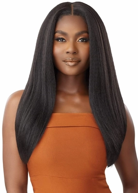 Outre - 5X5 Lace Closure Wig - Human Hair Blend - Kinky Straight 24" (DRFF RED VELVET)