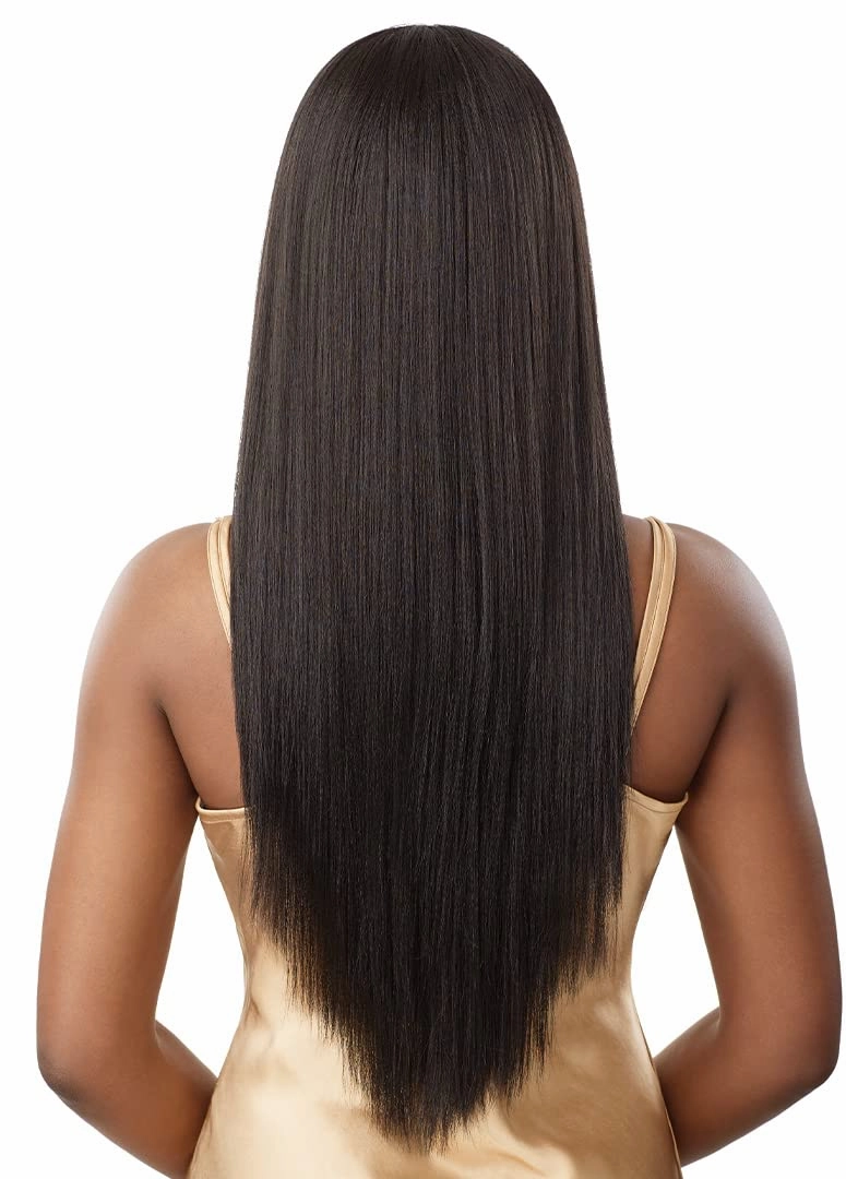 Outre - 5x5 Lace Closure Wig - Human Hair Blend - Yaki Straight 26" (DR2/Chocolate Swirl)