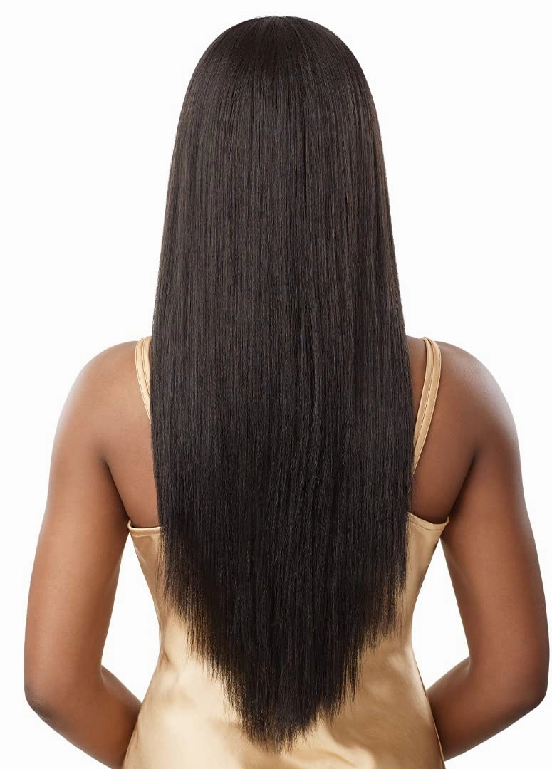 Outre - 5x5 Lace Closure Wig - Human Hair Blend - Yaki Straight 26" (DR4/Golden Honey Blonde)