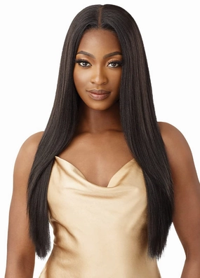Outre - 5x5 Lace Closure Wig - Human Hair Blend - Yaki Straight 26" (DR4/Golden Honey Blonde)