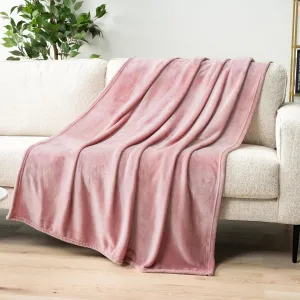 PAVILIA Blush Pink Fleece Throw Blanket for Couch Twin Size, Pink Super Soft Fuzzy Flannel Throw for Sofa, Luxury Plush Microfiber Blanket Twin Bed, Home Decorative Velvet Gift Blanket, 60x80