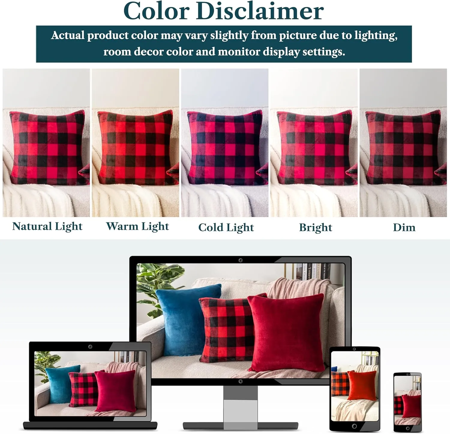 PAVILIA Checker Plaid Throw Pillow Covers 20x20 Set of 2, Decorative Pillow Cases for Bed Sofa Couch, Boho Aesthetic Accent Decor Cushion Bedroom Living Room, Velvet Square Euro Sham Covers, Black Red
