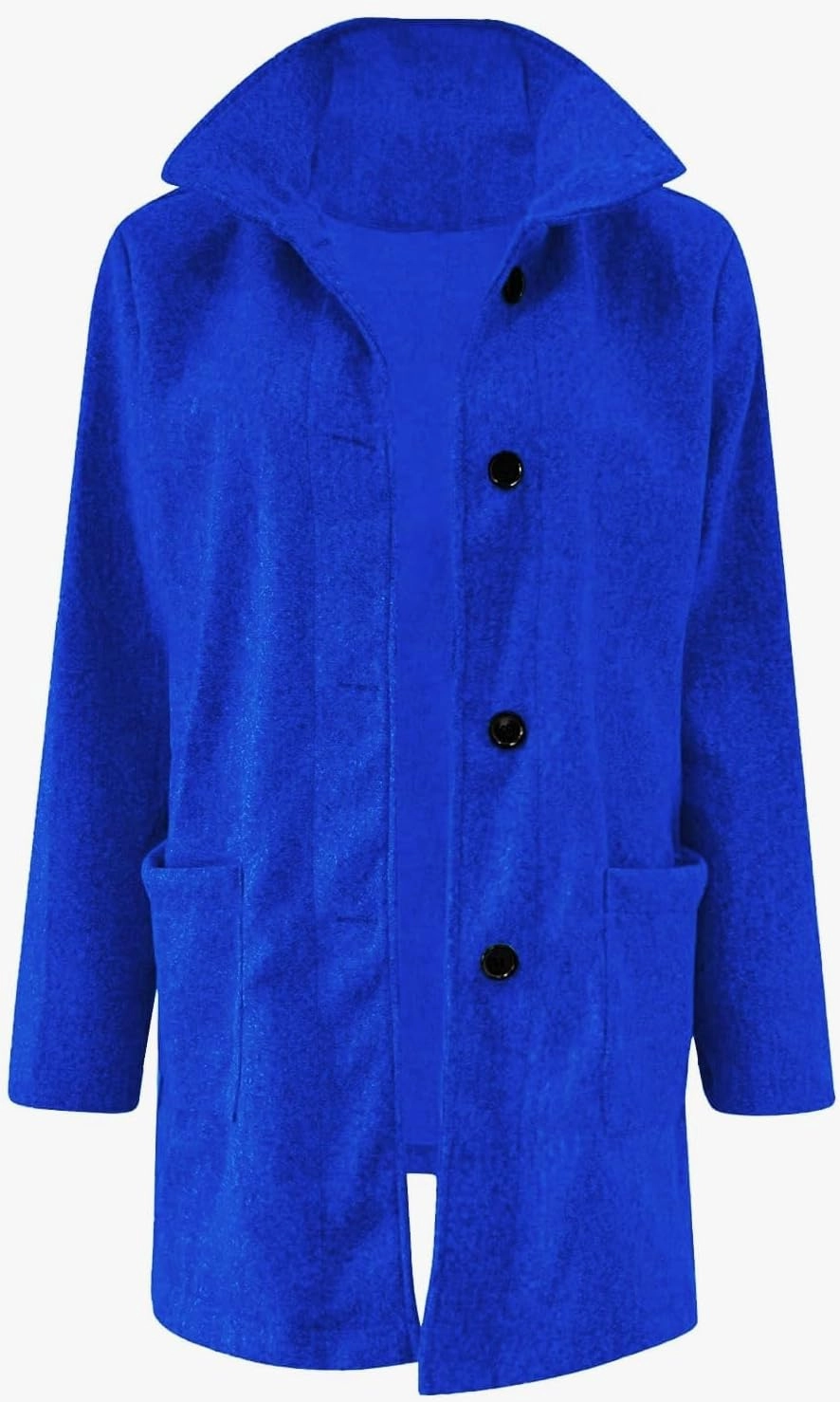 Pea Coat for Women Stand Collar Single Breasted Wool Coats Mid Length Trench Coat with Pocket Winter Coats for Women