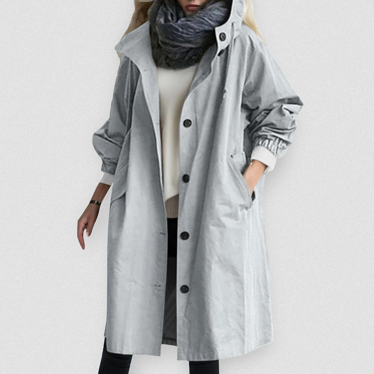 PeQAQ Women's Trench Coat Long Double-Breasted Fall Fashion Windbreaker Jackets 2023 Classic Lapel Slim Overcoat Outerwear
