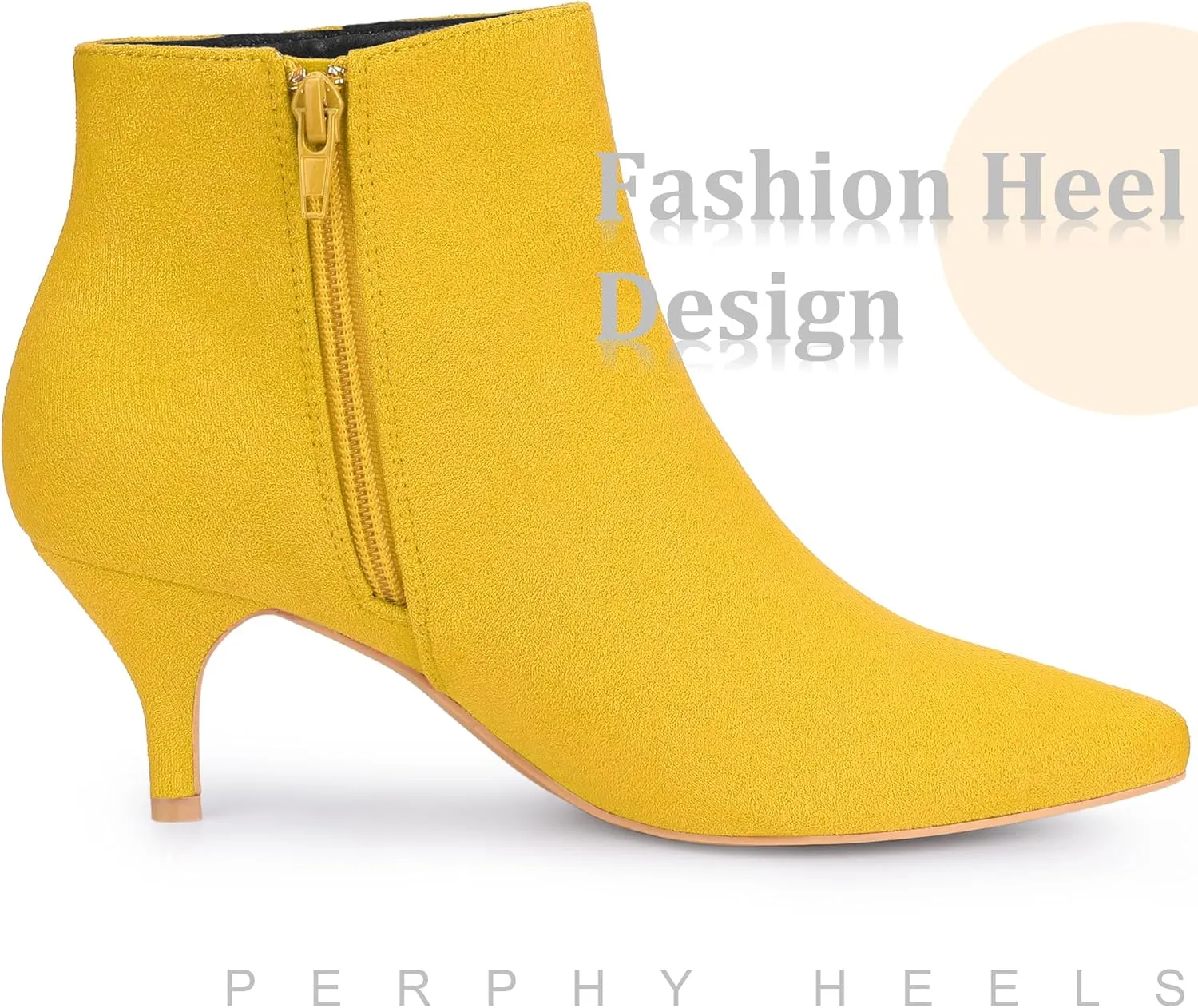 Perphy Pointed Toe Kitten Heels Ankle Booties Stiletto Heels Ankle Boots for Women