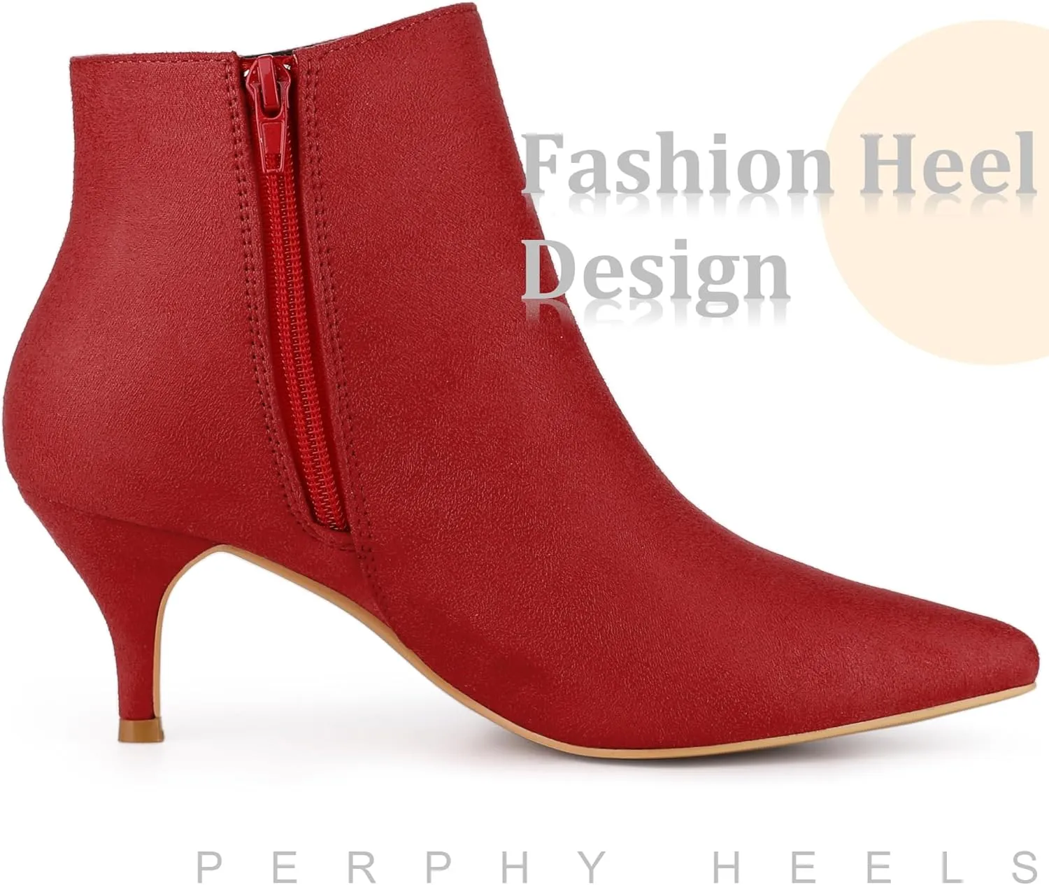 Perphy Pointed Toe Kitten Heels Ankle Booties Stiletto Heels Ankle Boots for Women
